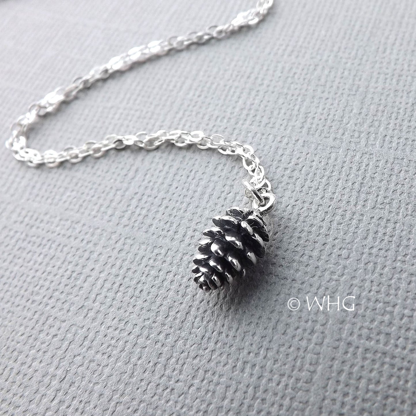 Tiny Sterling Silver Lucky Pinecone Necklace