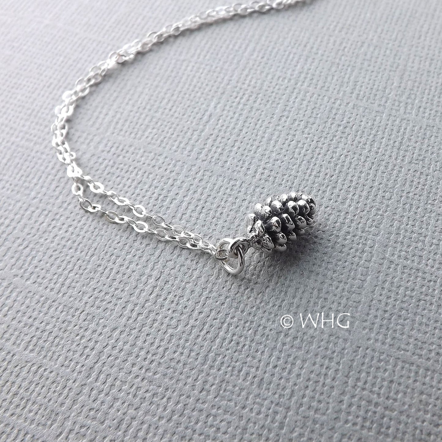 Tiny Sterling Silver Lucky Pinecone Necklace