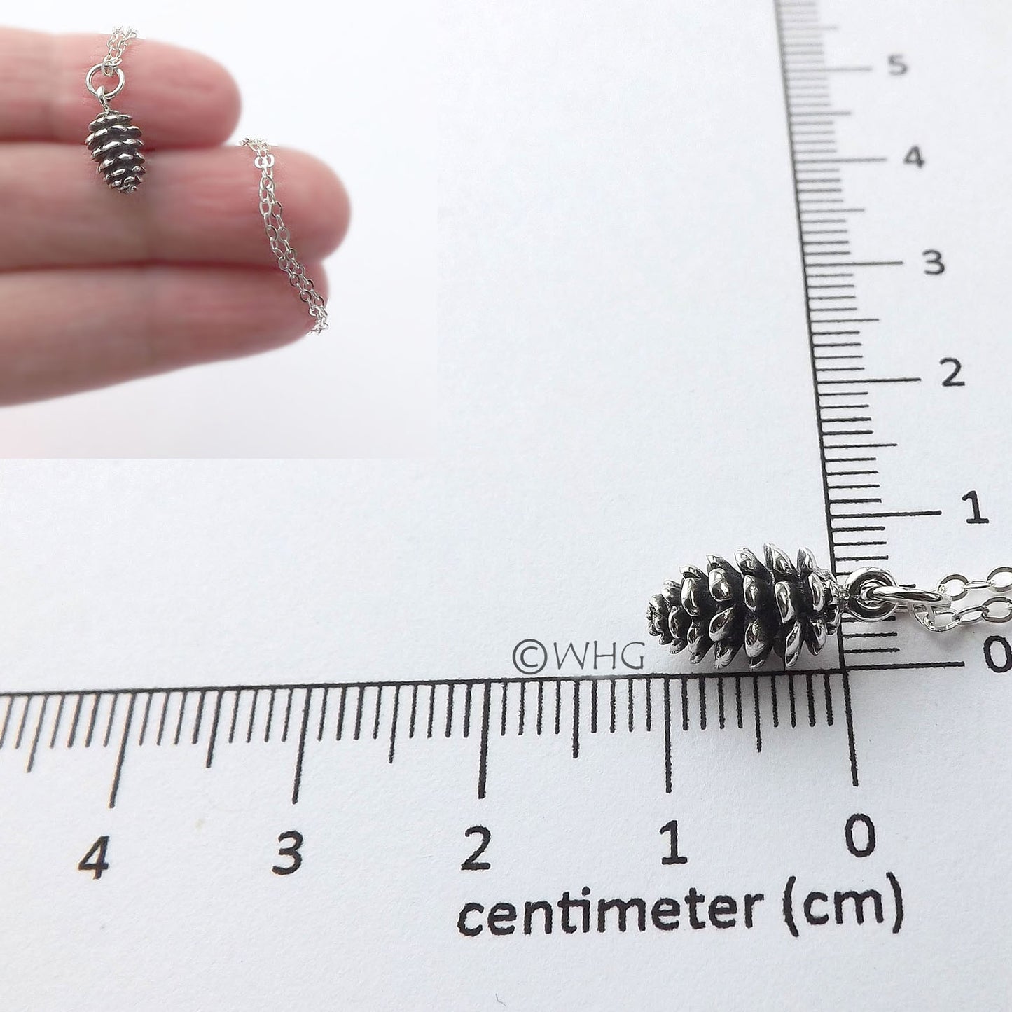 Tiny Sterling Silver Lucky Pinecone Necklace
