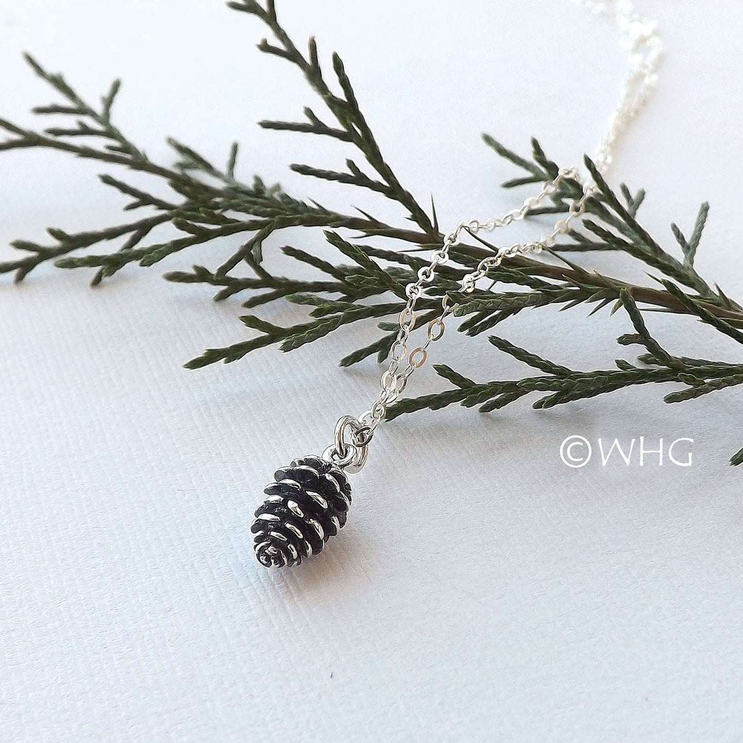 Tiny Sterling Silver Lucky Pinecone Necklace